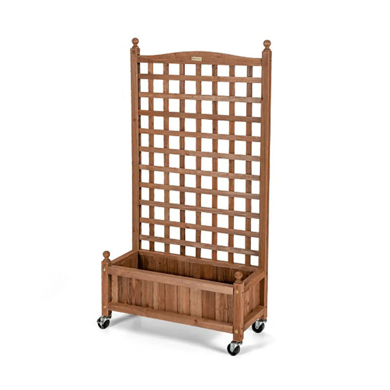 50 Inch Wood Planter Box with Trellis Mobile Raised Bed for Climbing Plant by DirectDeals
