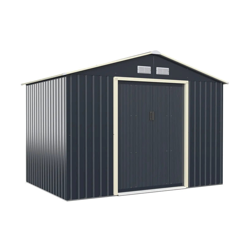 9 x 6 Feet Metal Storage Shed for Garden and Tools-Gray by DirectDeals
