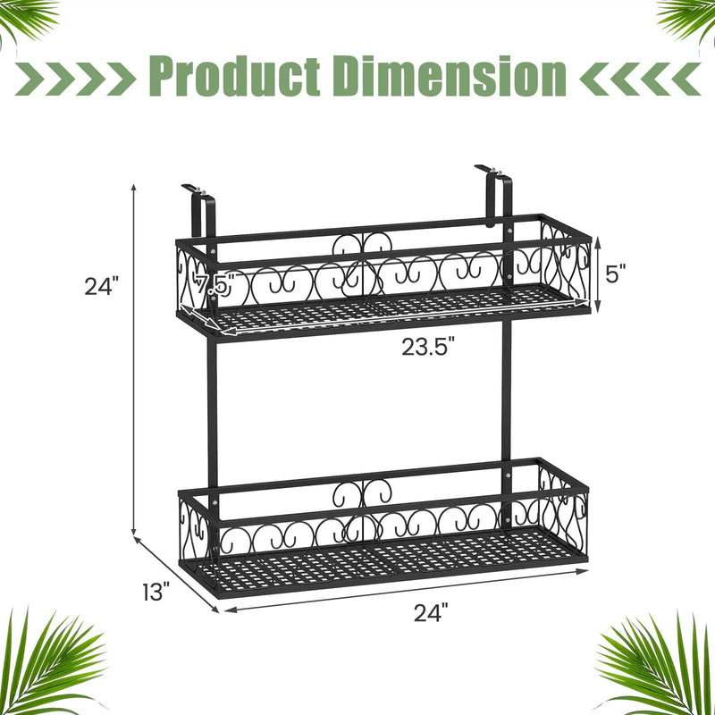 Flower Pot Holder with Adjustable Hooks and 2 Planter Baskets by DirectDeals