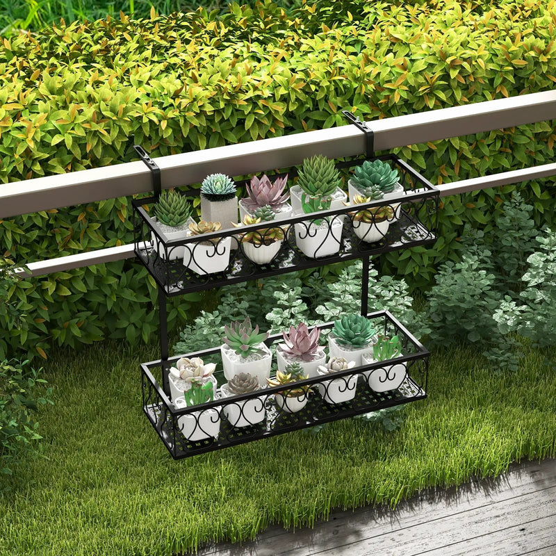 Flower Pot Holder with Adjustable Hooks and 2 Planter Baskets by DirectDeals