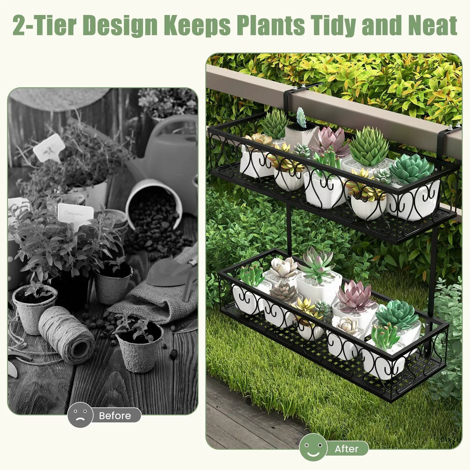 Flower Pot Holder with Adjustable Hooks and 2 Planter Baskets by DirectDeals