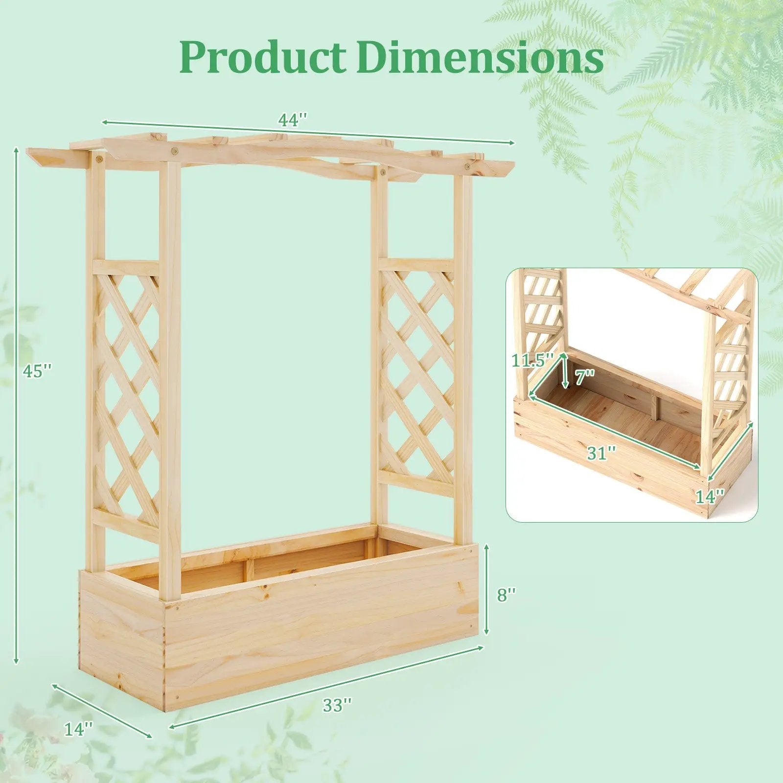 Wooden Raised Garden Bed Planter Box with Trellis and Hanging Roof by DirectDeals