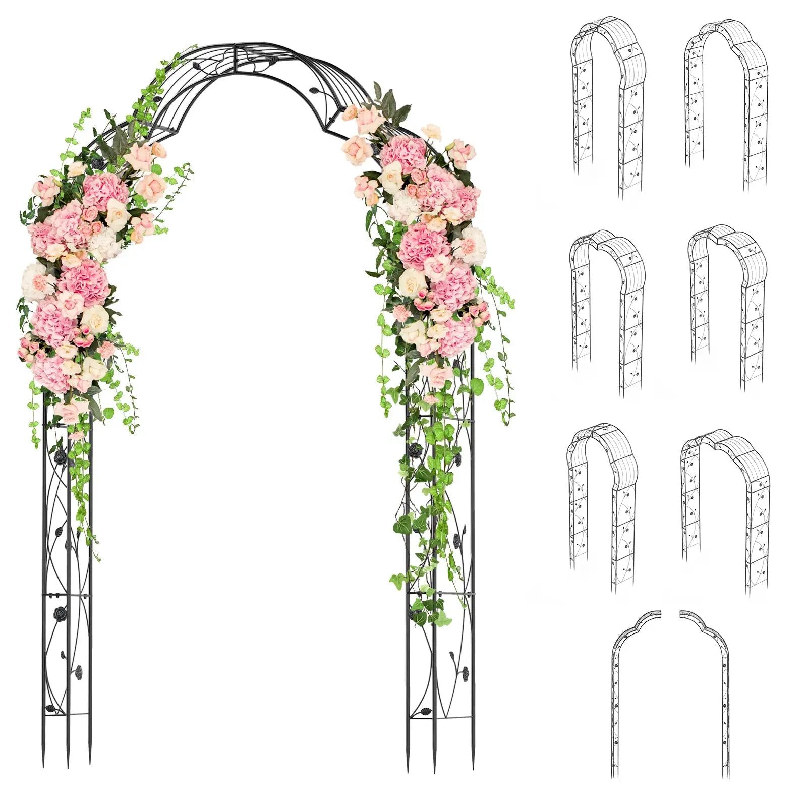 Garden Arch Arbor Trellis for Climbing Plants Roses Vines-Black by DirectDeals