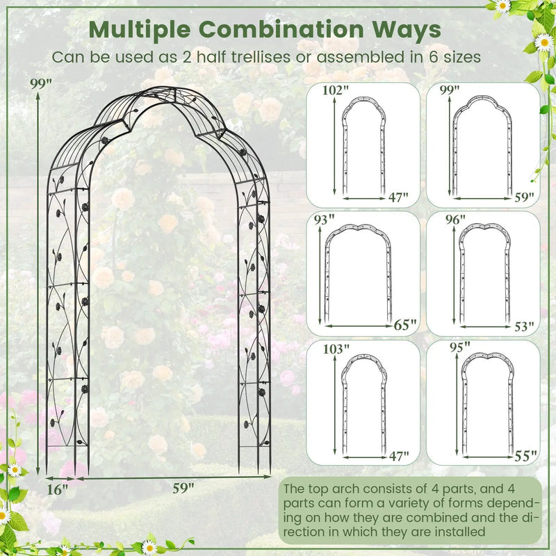 Garden Arch Arbor Trellis for Climbing Plants Roses Vines-Black by DirectDeals