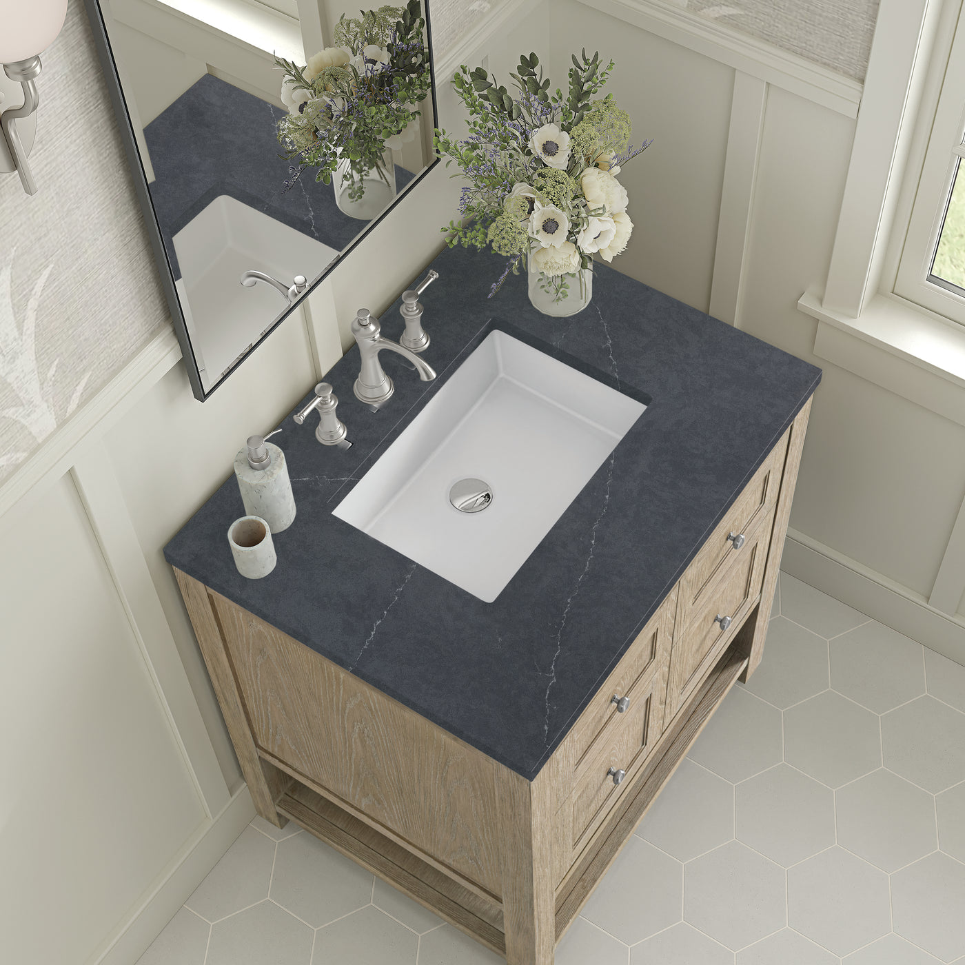 James Martin Breckenridge 30" Single Bathroom Vanity, Whitewashed Oak, view 36
