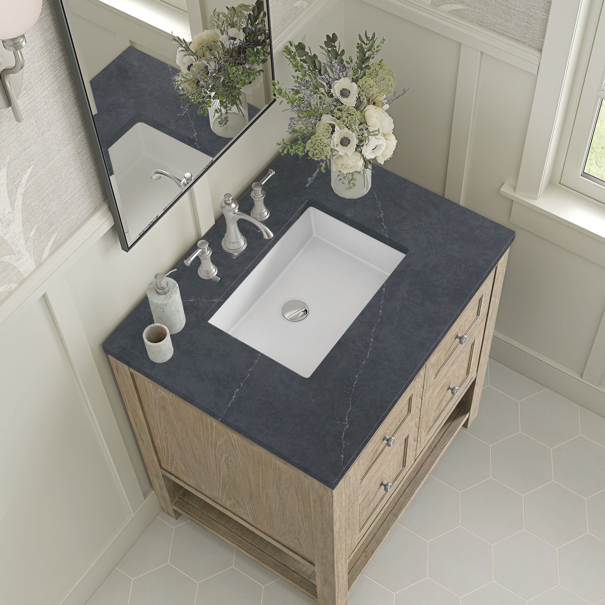 James Martin Breckenridge 30" Single Bathroom Vanity, Whitewashed Oak, view 36
