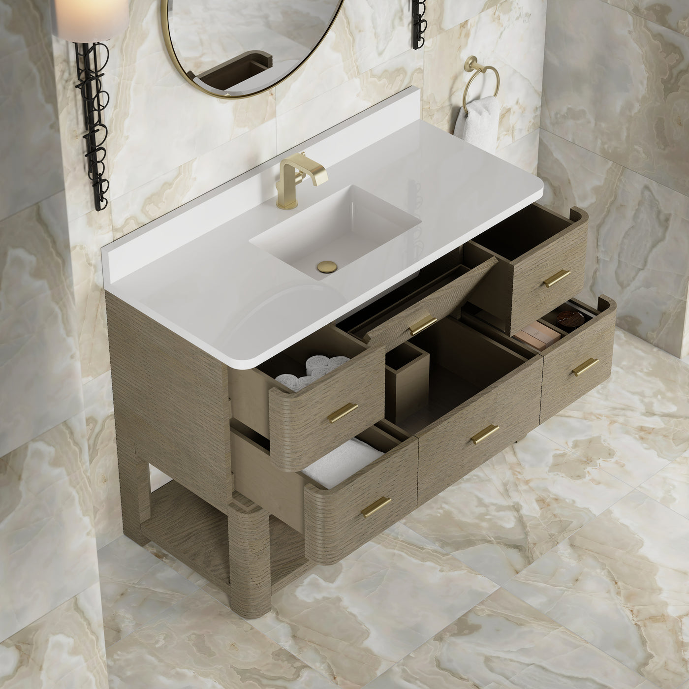 James Martin Lucian 48" Single Bathroom Vanity, Pebble Oak, view 26