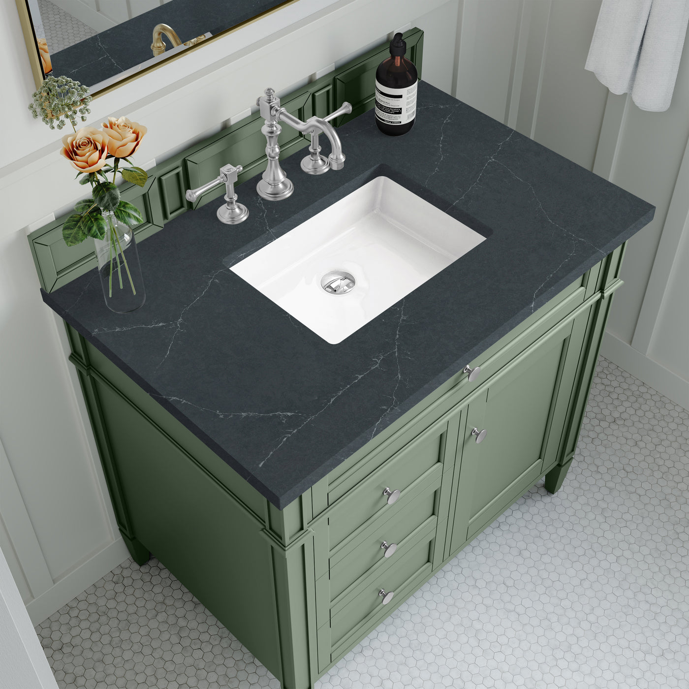 James Martin Brittany 36" Single Bathroom Vanity, Smokey Celadon, view 22