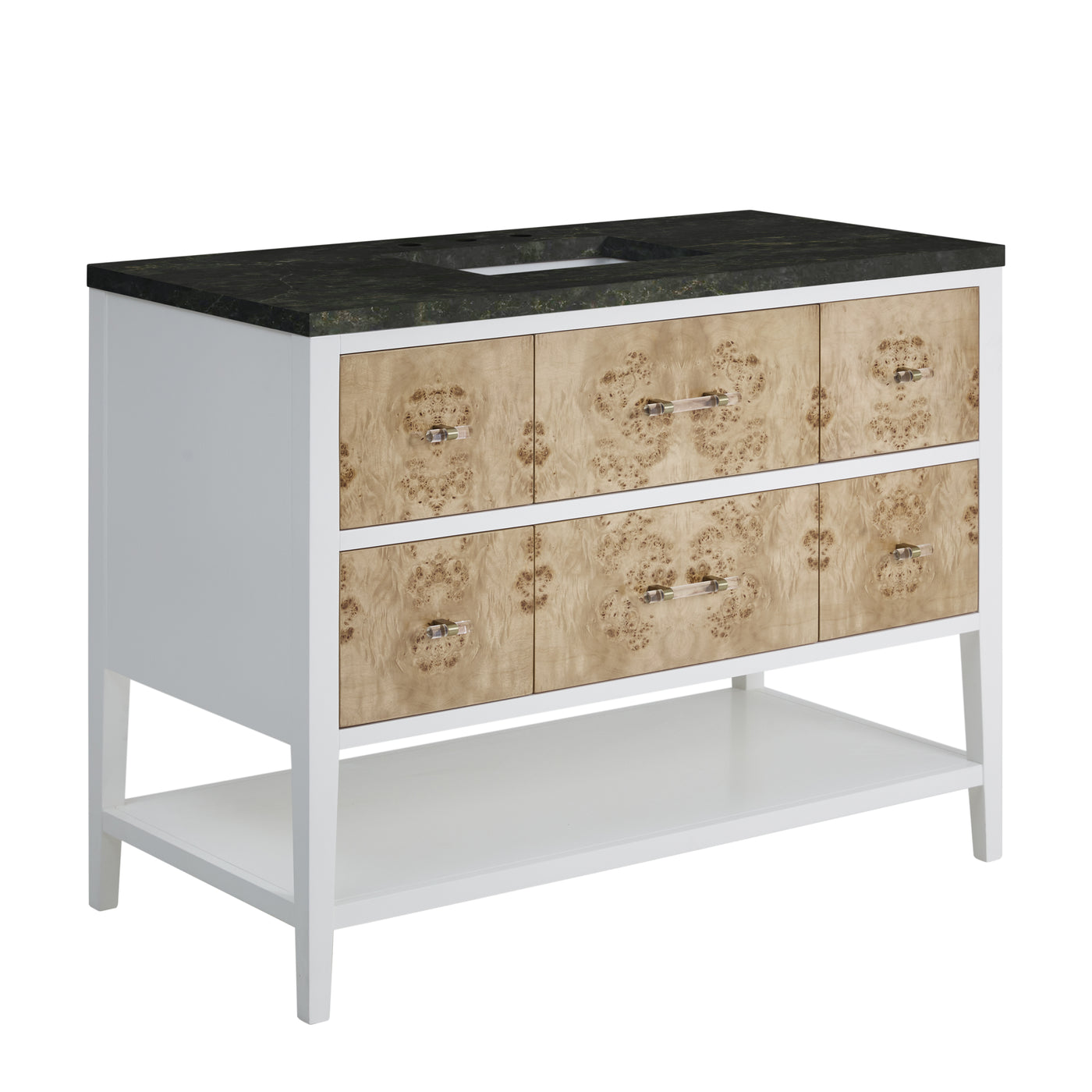 James Martin Olena 48" Single Bathroom Vanity, Polished White and Light Mappa Burl, view 37