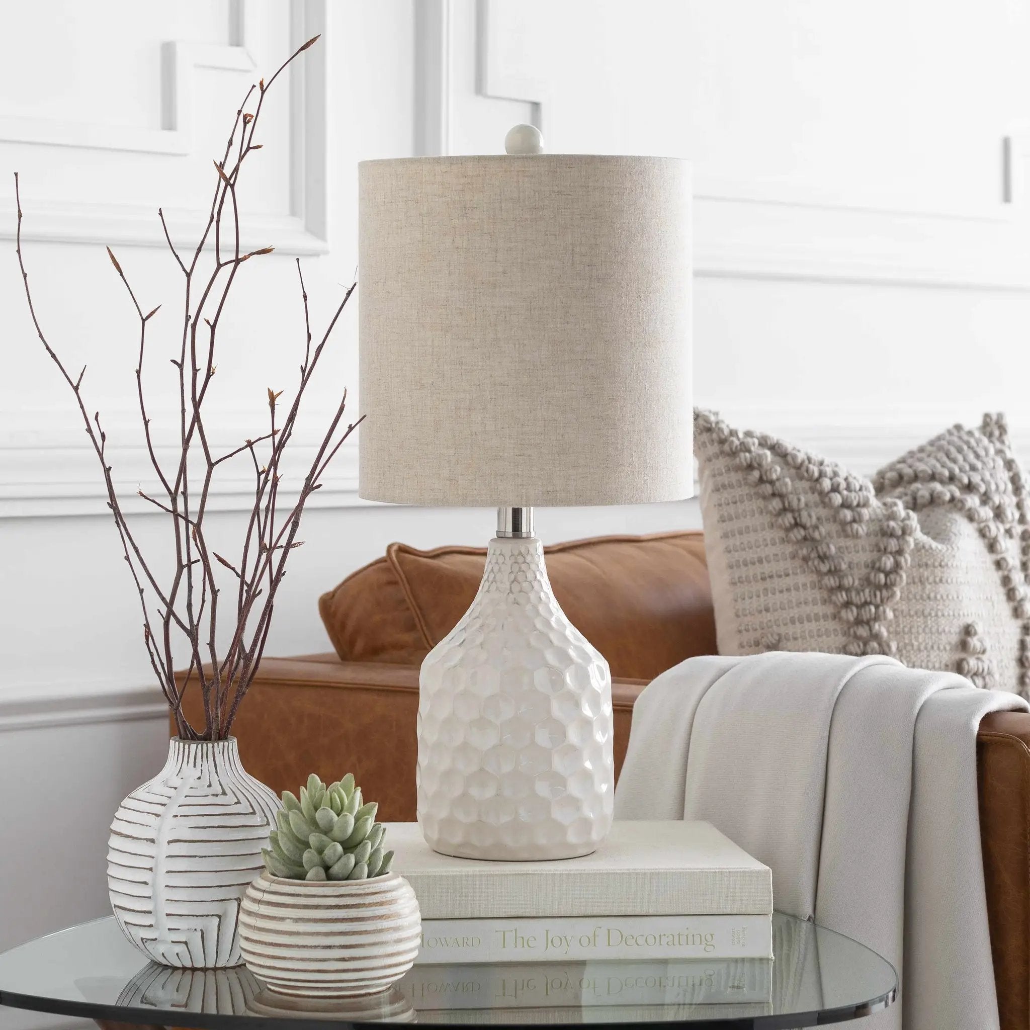 Gulmarrad Textured Ivory Ceramic Table Lamp by Boutique Rugs