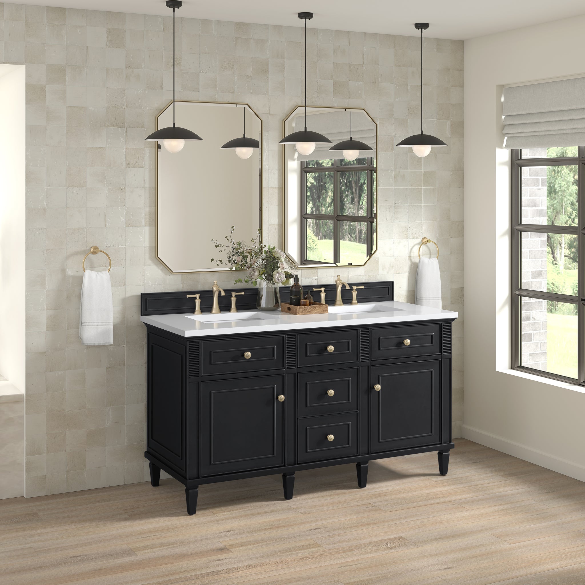 James Martin Lorelai 60" Double Bathroom Vanity, Black Onyx, view 40