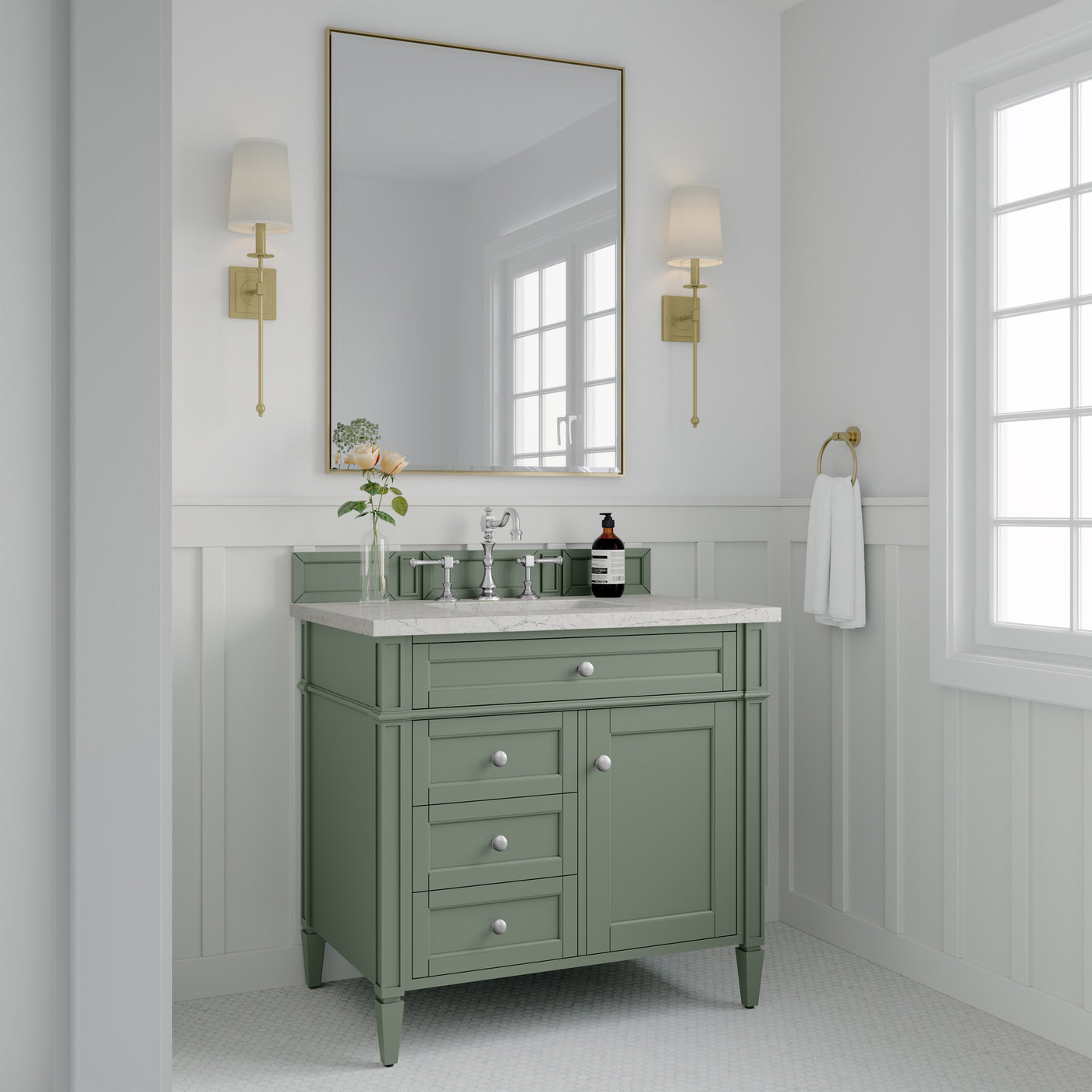 James Martin Brittany 36" Single Bathroom Vanity, Smokey Celadon, view 33