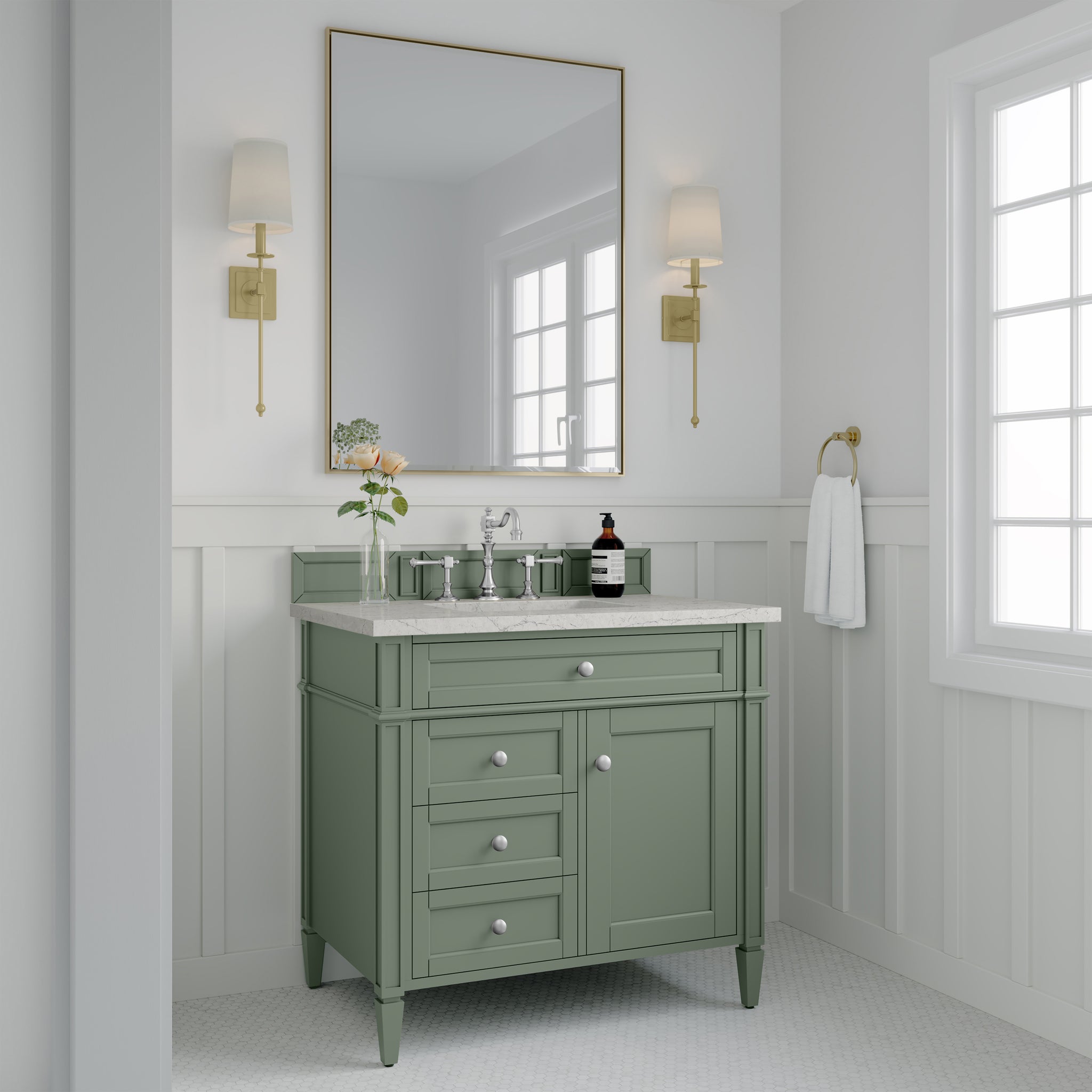 James Martin Brittany 36" Single Bathroom Vanity, Smokey Celadon, view 33