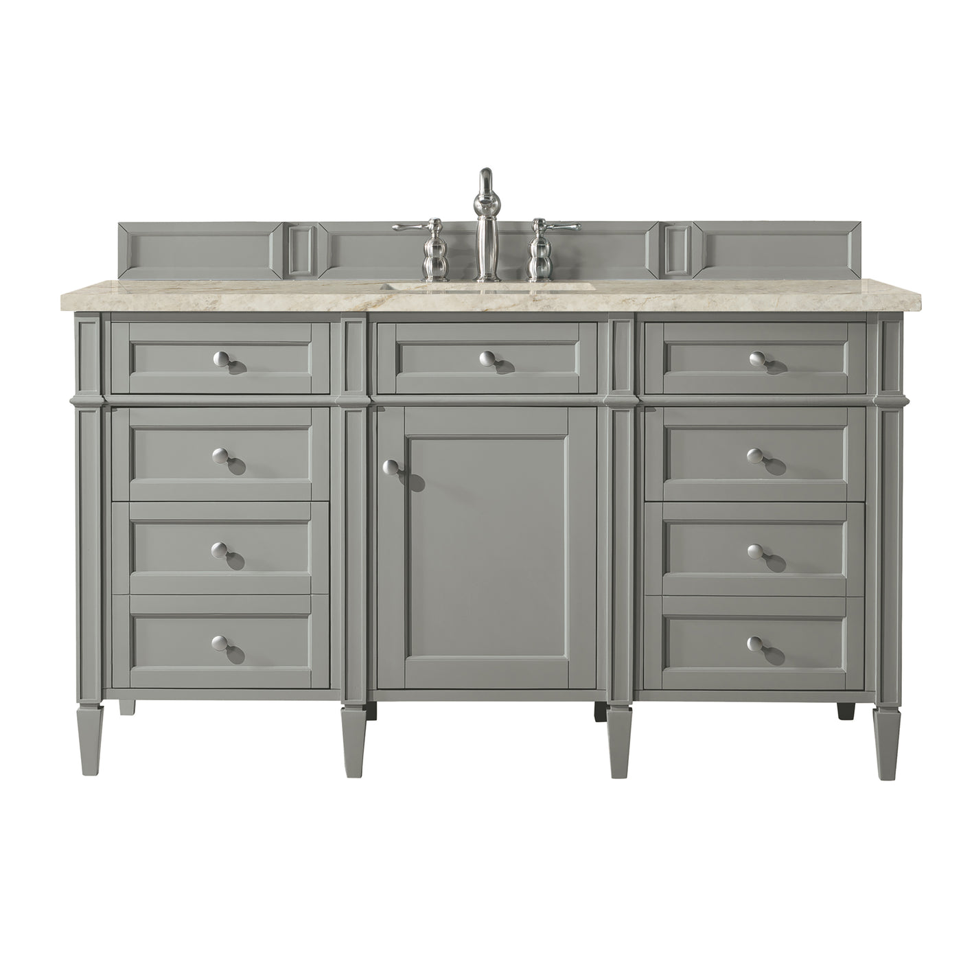 James Martin Brittany 60" Single Bathroom Vanity, Urban Gray with Tajnar (FreePower) countertop