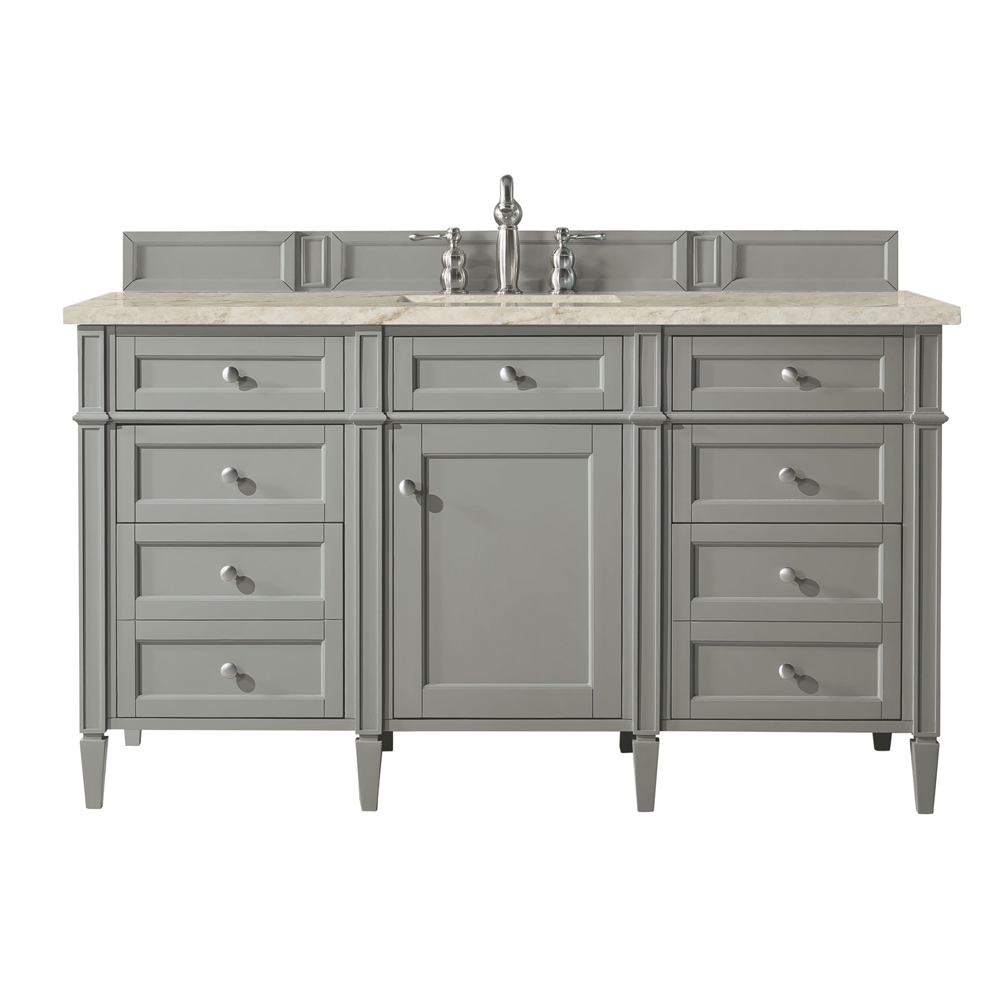James Martin Brittany 60" Single Bathroom Vanity, Urban Gray with Tajnar (FreePower) countertop