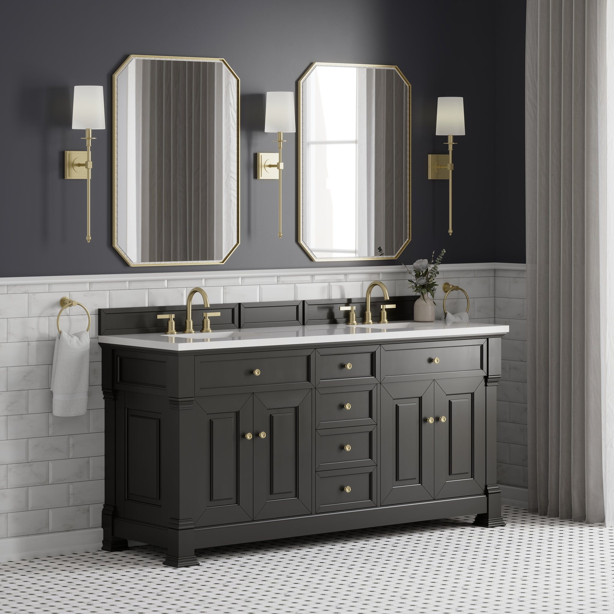 James Martin Brookfield 72" Double Bathroom Vanity, Black Onyx, view 30