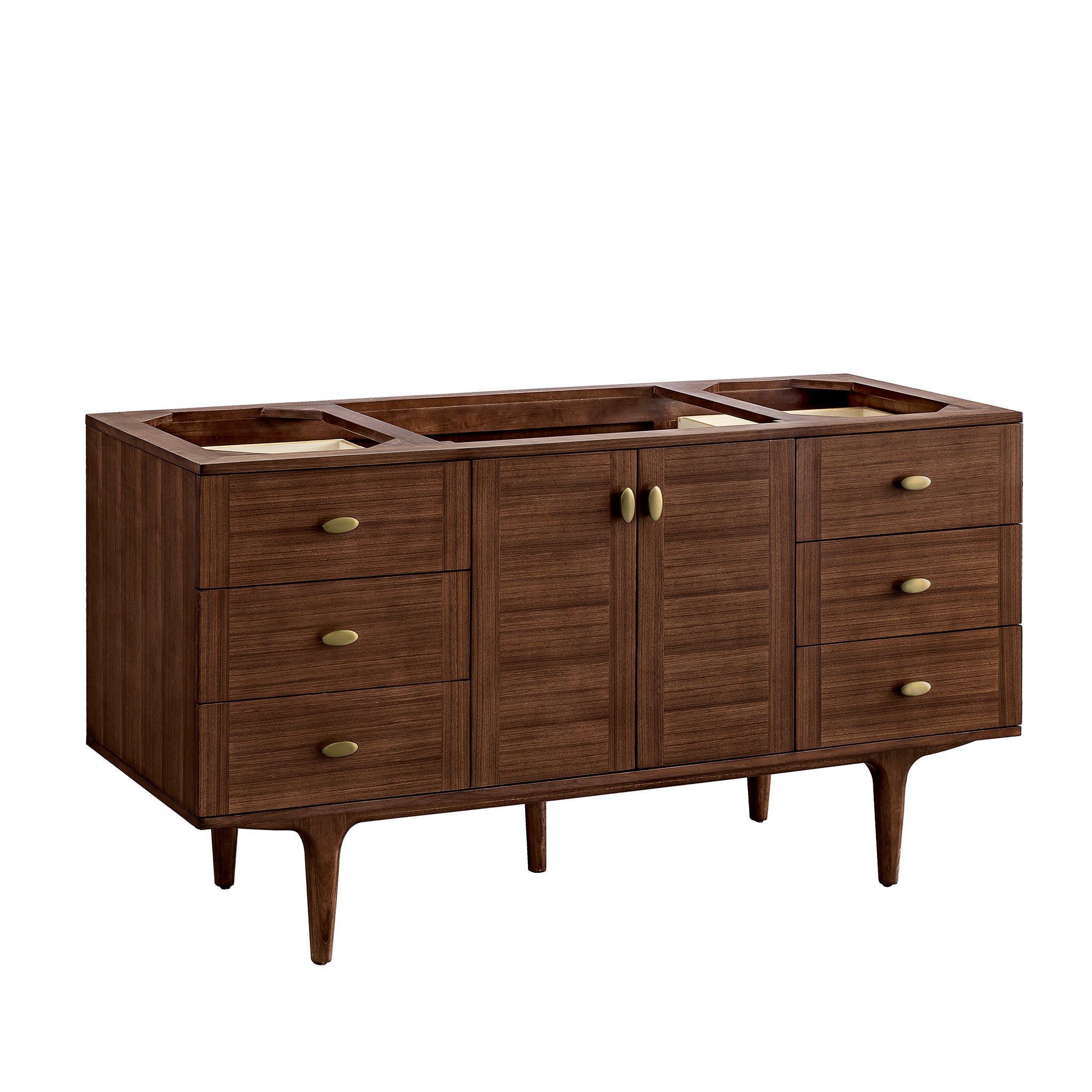 James Martin Amberly 60" Dual Mount Single Bathroom Vanity, Mid-Century Walnut, cabinet without a countertop