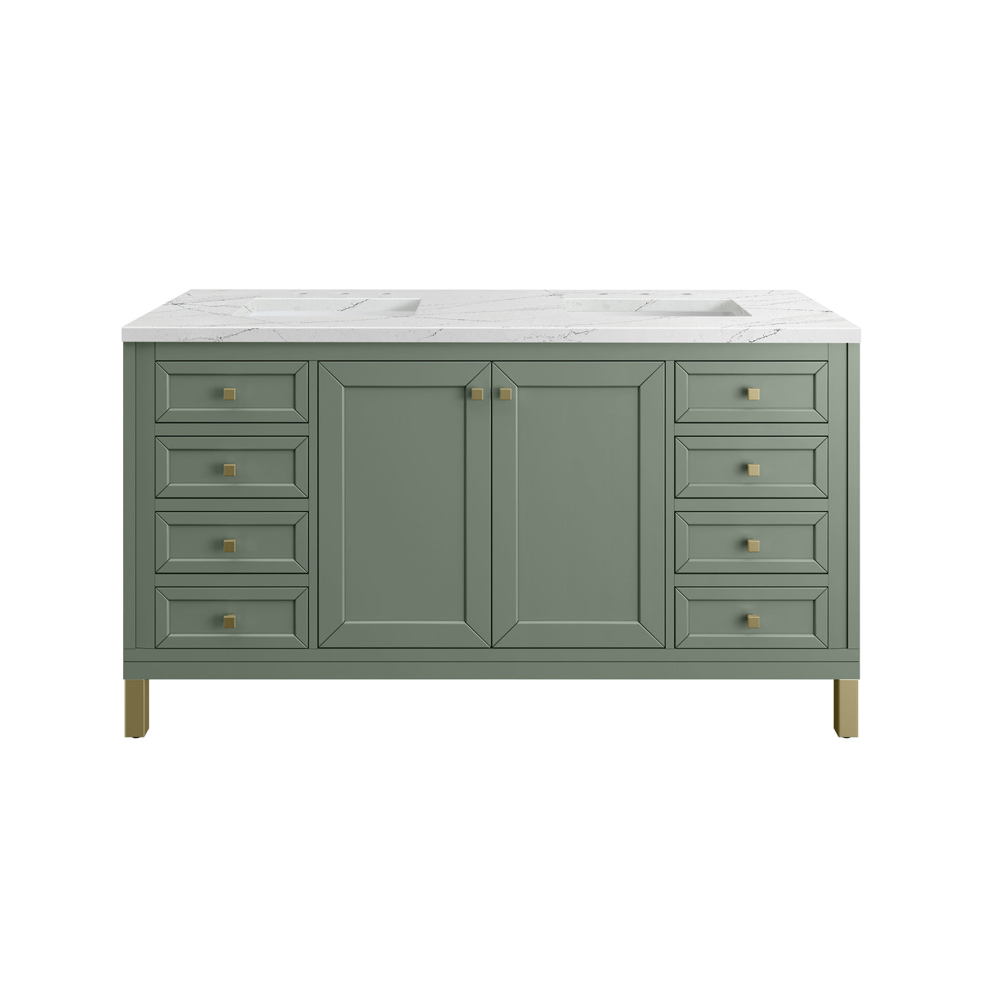 James Martin Chicago 60" Double Bathroom Vanity, Smokey Celadon, view 38