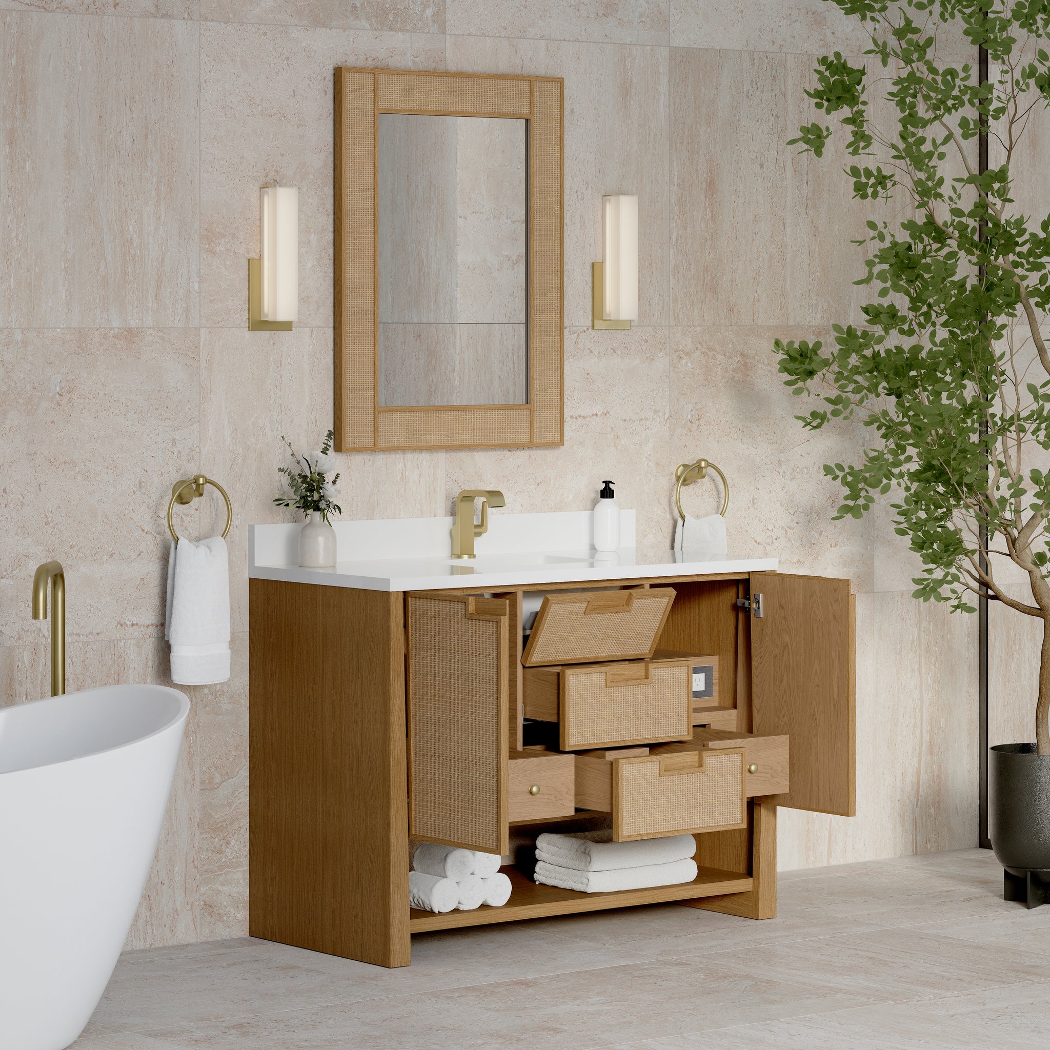 James Martin Solene 48" Single Bathroom Vanity, Seaside Oak, view 40