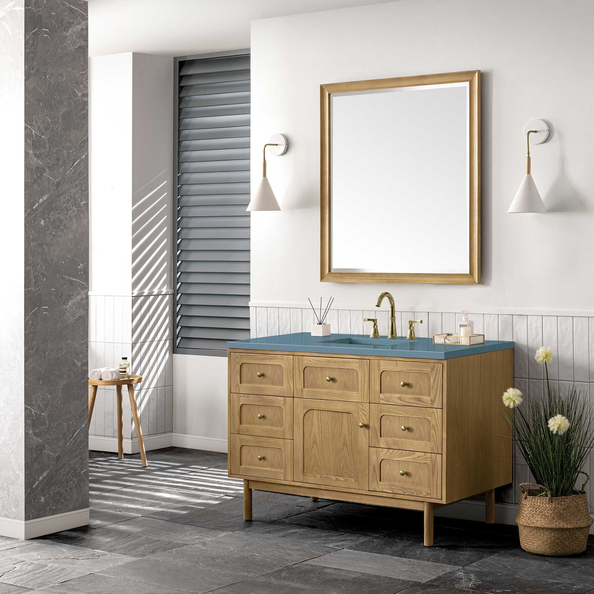 James Martin Laurent 48" Dual Mount Single Bathroom Vanity, Light Natural Oak, view 32