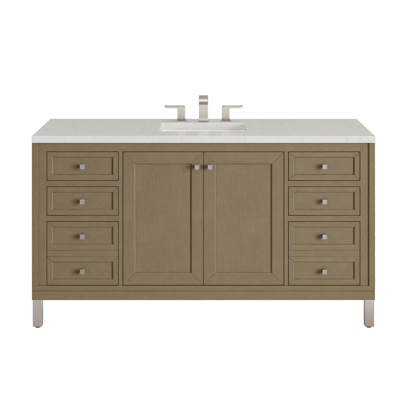 James Martin Chicago 60" Single Bathroom Vanity, Walnut Whisper with Lime Delight countertop