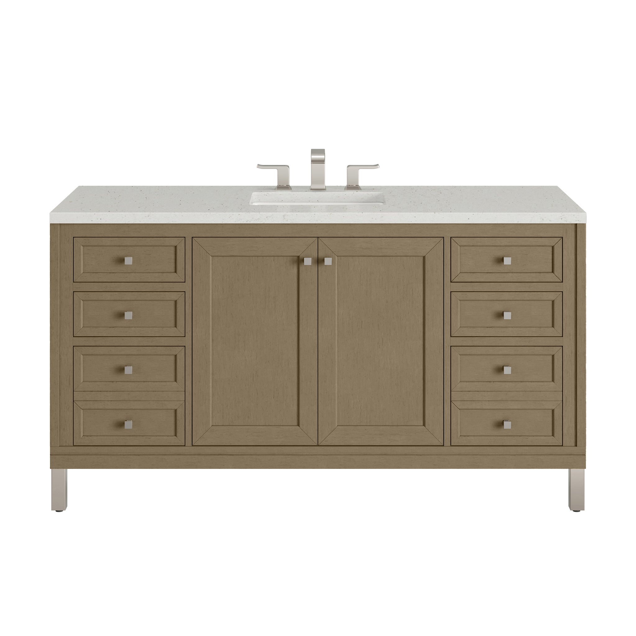 James Martin Chicago 60" Single Bathroom Vanity, Walnut Whisper with Lime Delight countertop