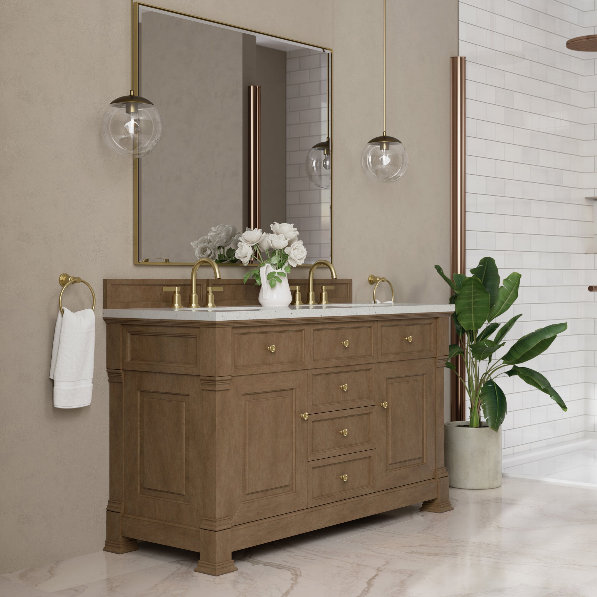 James Martin Brookfield 60" Double Bathroom Vanity, Pecan, view 19