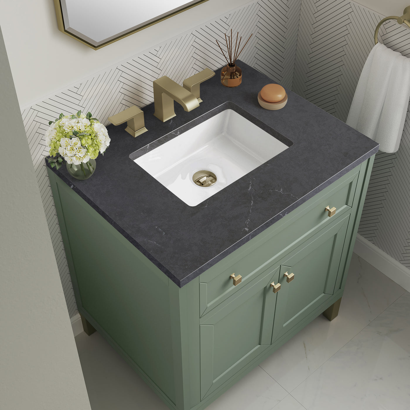 James Martin Chicago 30" Single Bathroom Vanity, Smokey Celadon, view 39
