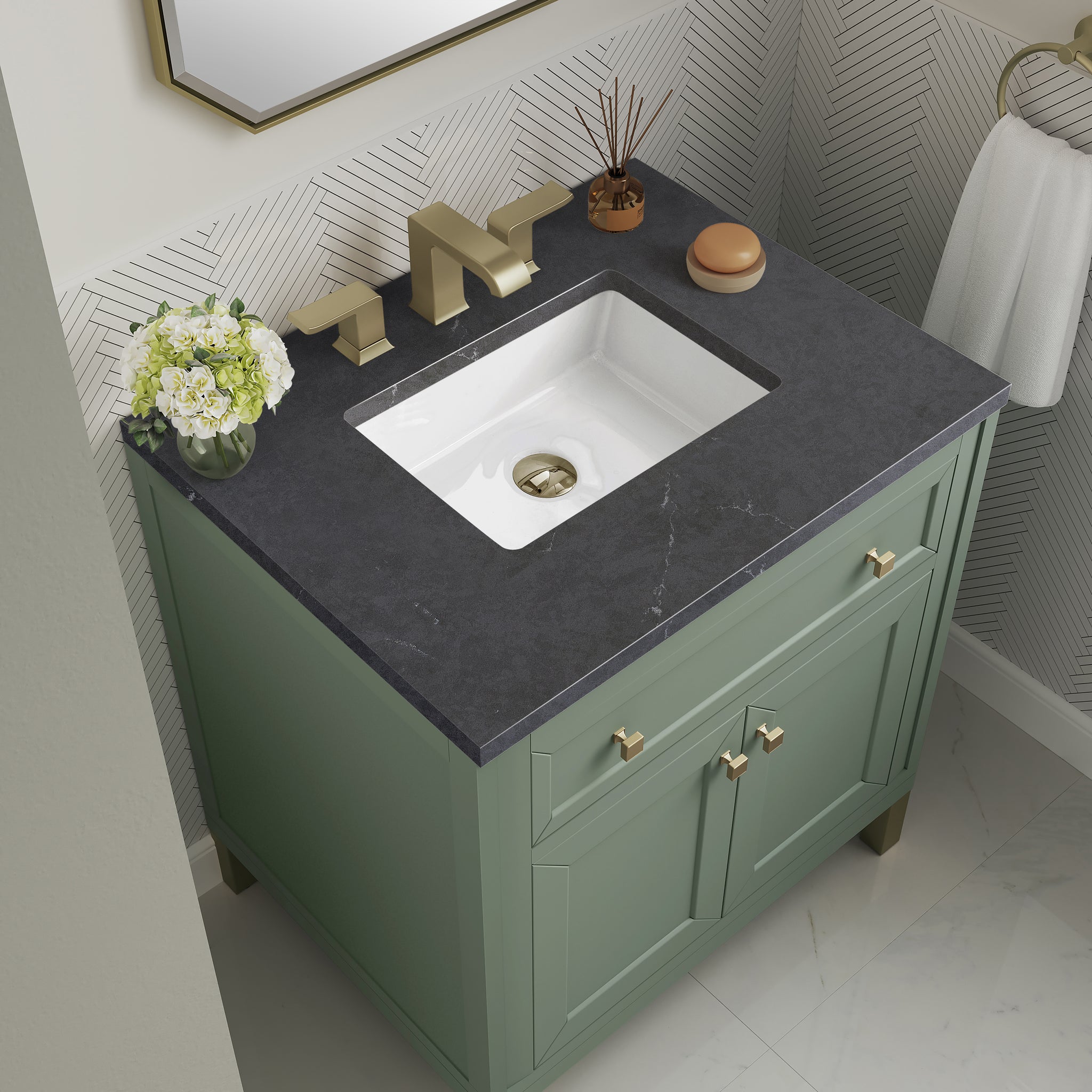 James Martin Chicago 30" Single Bathroom Vanity, Smokey Celadon, view 39