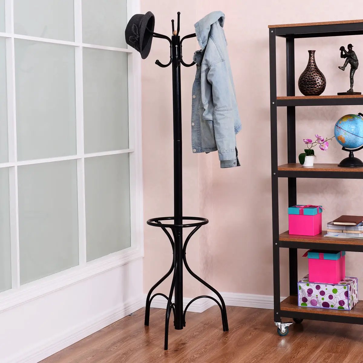 Vintage Metal Coat Hat Tree Stand Clothes Hanger by DirectDeals