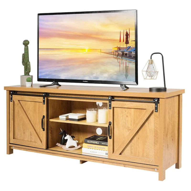 TV Stand Media Center Console Cabinet with Sliding Barn Door by DirectDeals