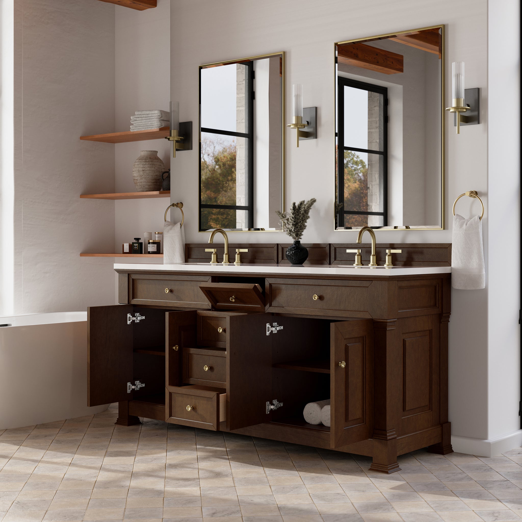 James Martin Brookfield 72" Double Bathroom Vanity, Honey Oak, view 25