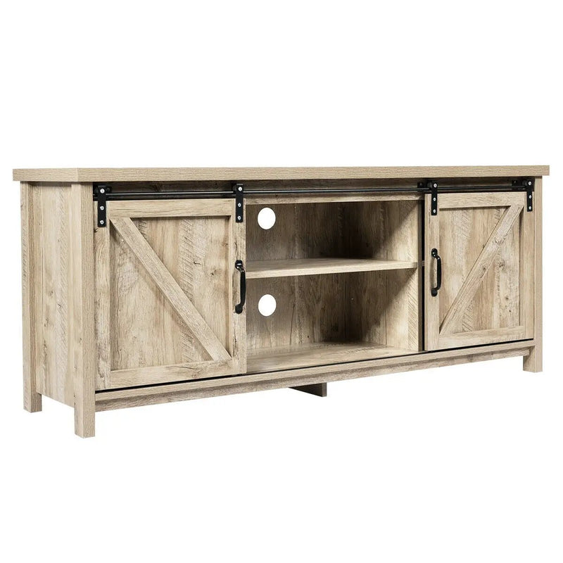 TV Stand Media Center Console Cabinet with Sliding Barn Door by DirectDeals