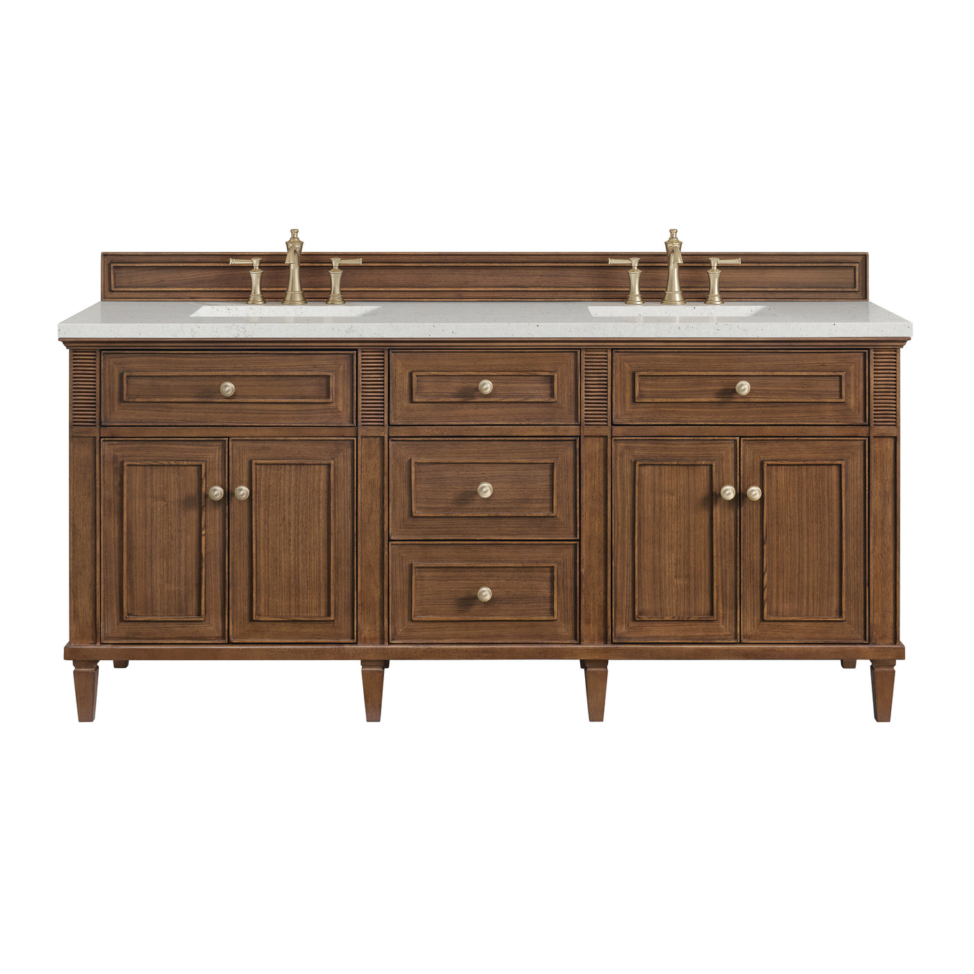 James Martin Lorelai 72" Double Bathroom Vanity, Mid-Century Walnut with Lime Delight countertop