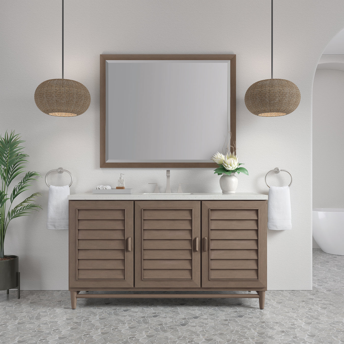 James Martin Portland 60" Single Bathroom Vanity, Whitewashed Walnut, view 28