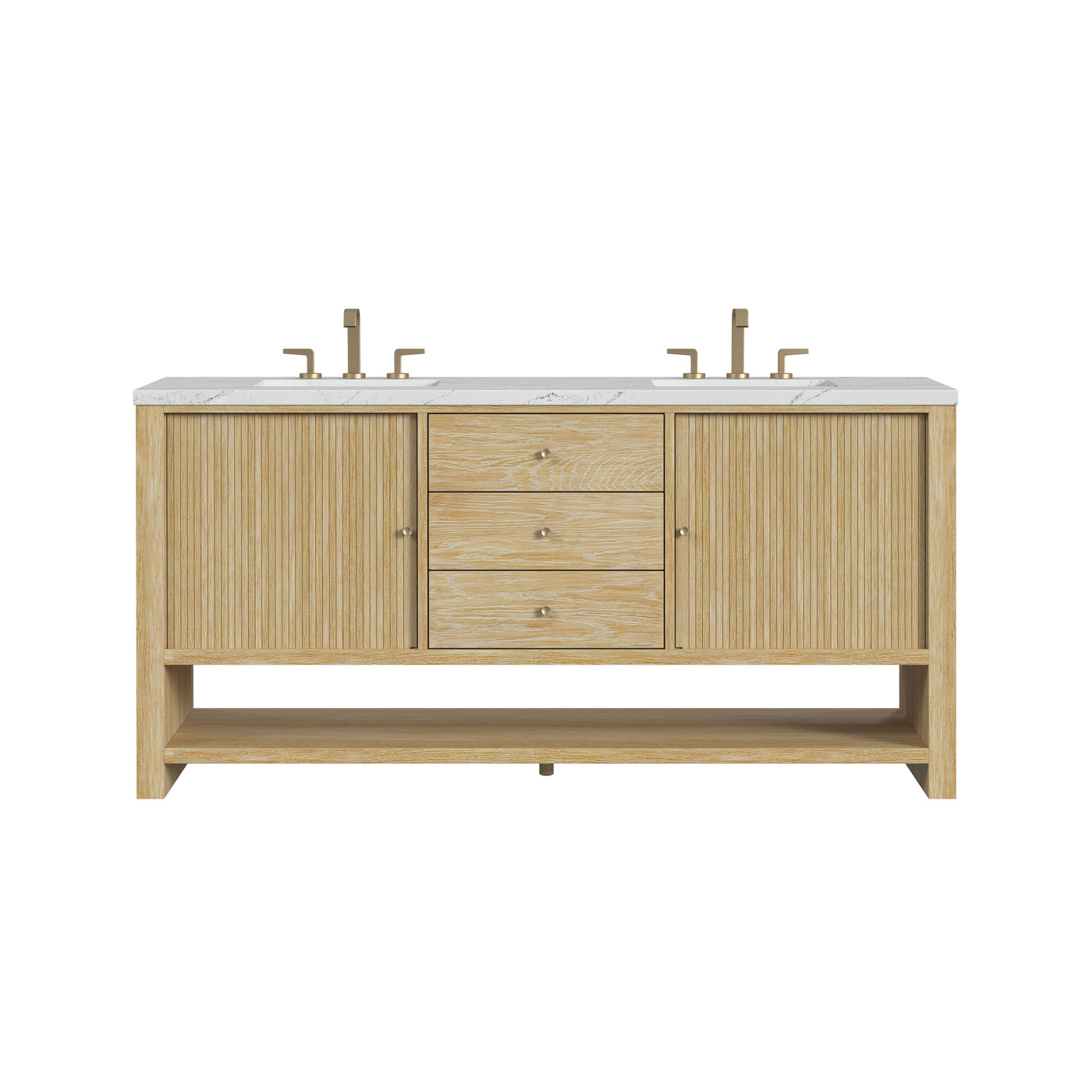 James Martin Marigot 72" Double Bathroom Vanity, Sunwashed Oak with Ethereal Noctis countertop