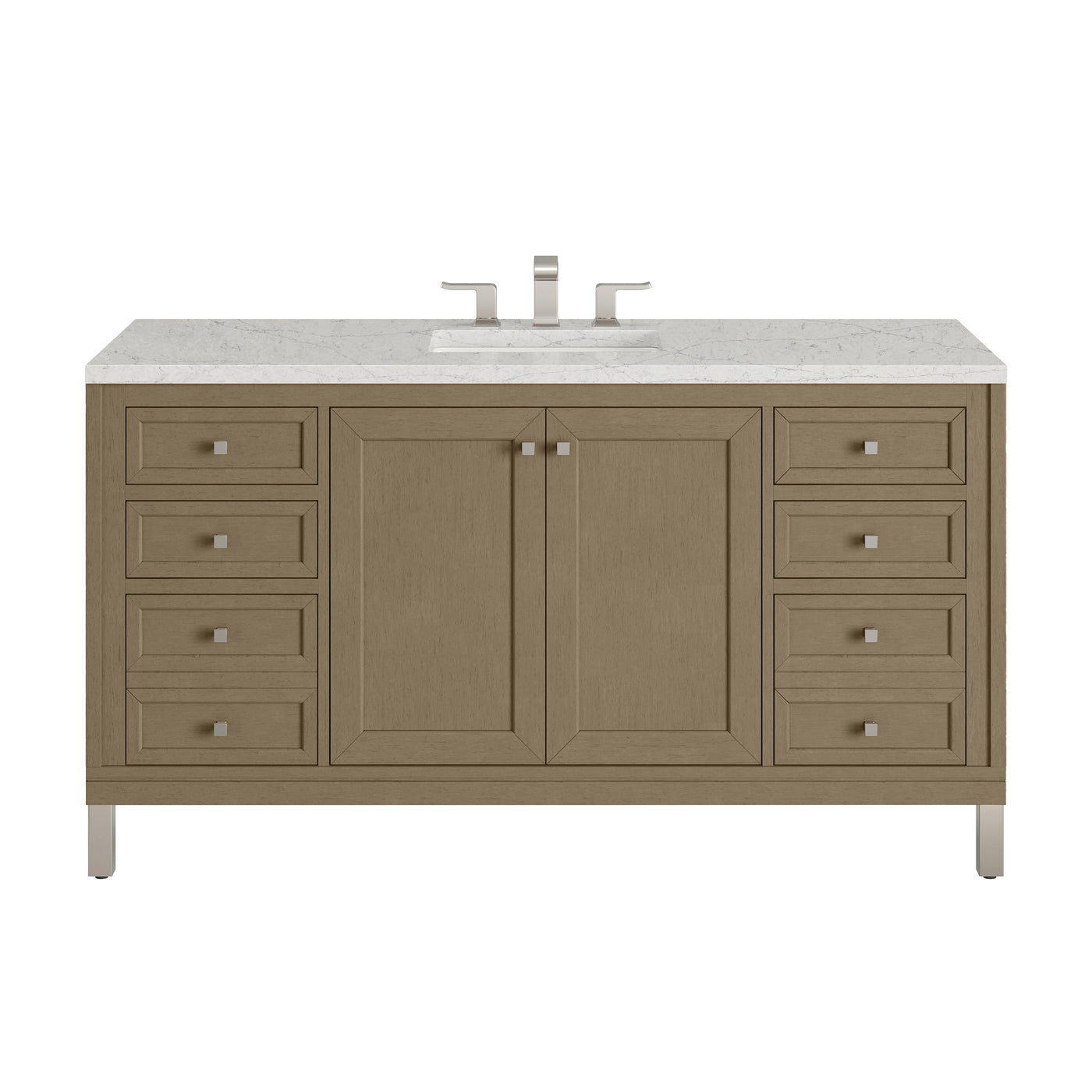 James Martin Chicago 60" Single Bathroom Vanity, Walnut Whisper with Eternal Jasmine Pearl countertop