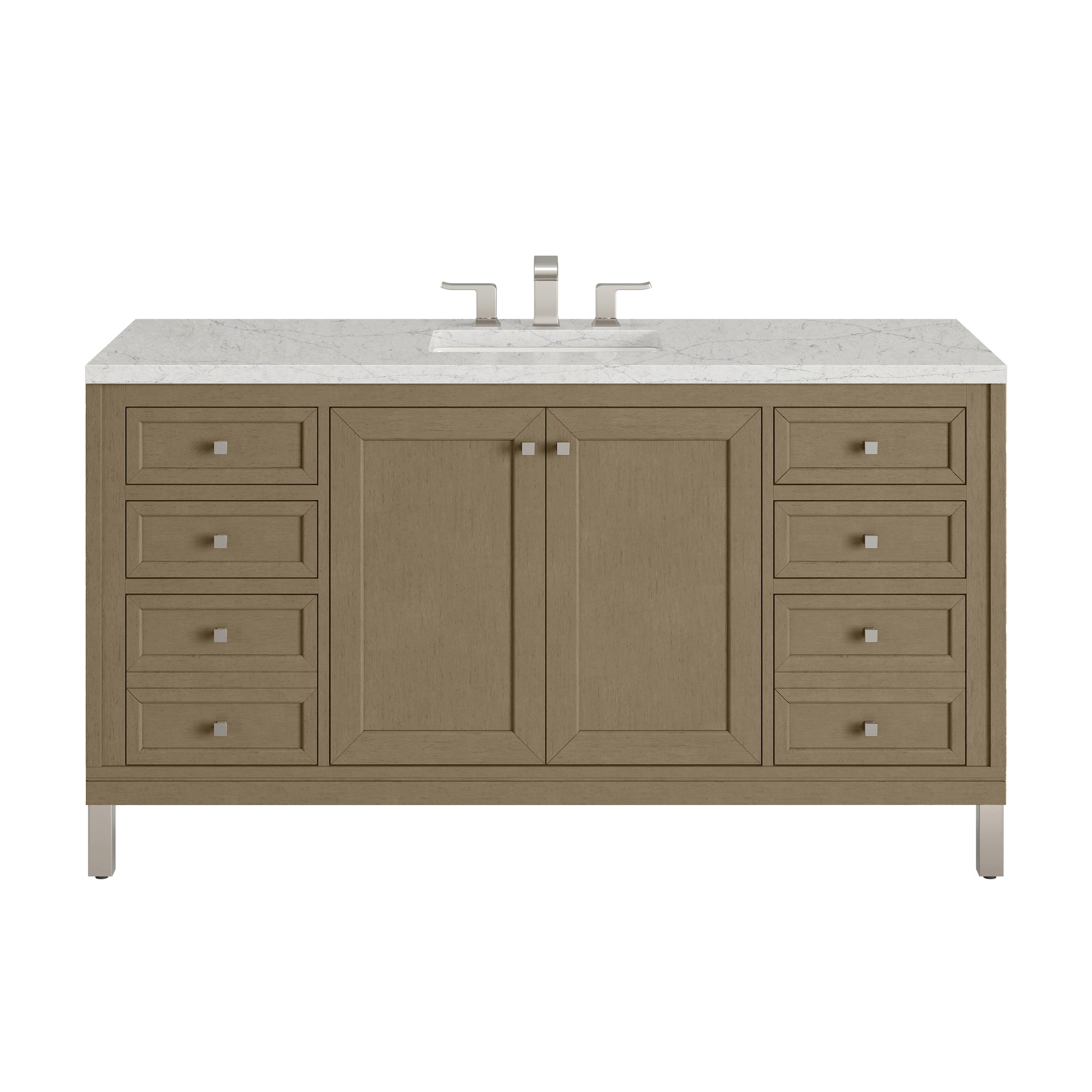 James Martin Chicago 60" Single Bathroom Vanity, Walnut Whisper with Eternal Jasmine Pearl countertop