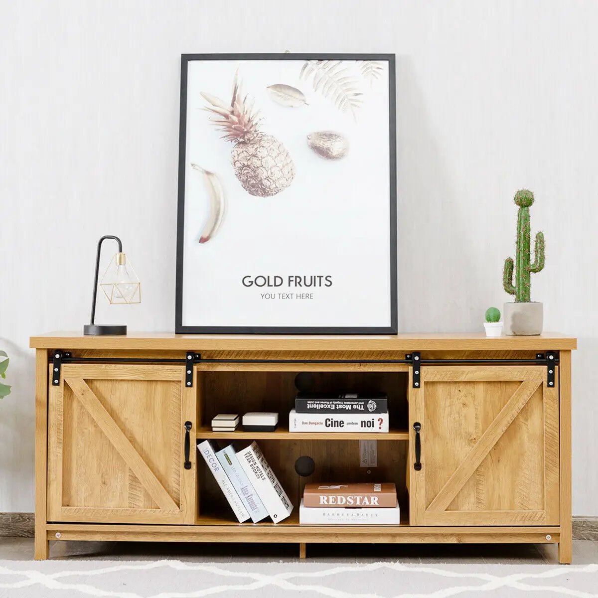 TV Stand Media Center Console Cabinet with Sliding Barn Door, photo 11 of 32