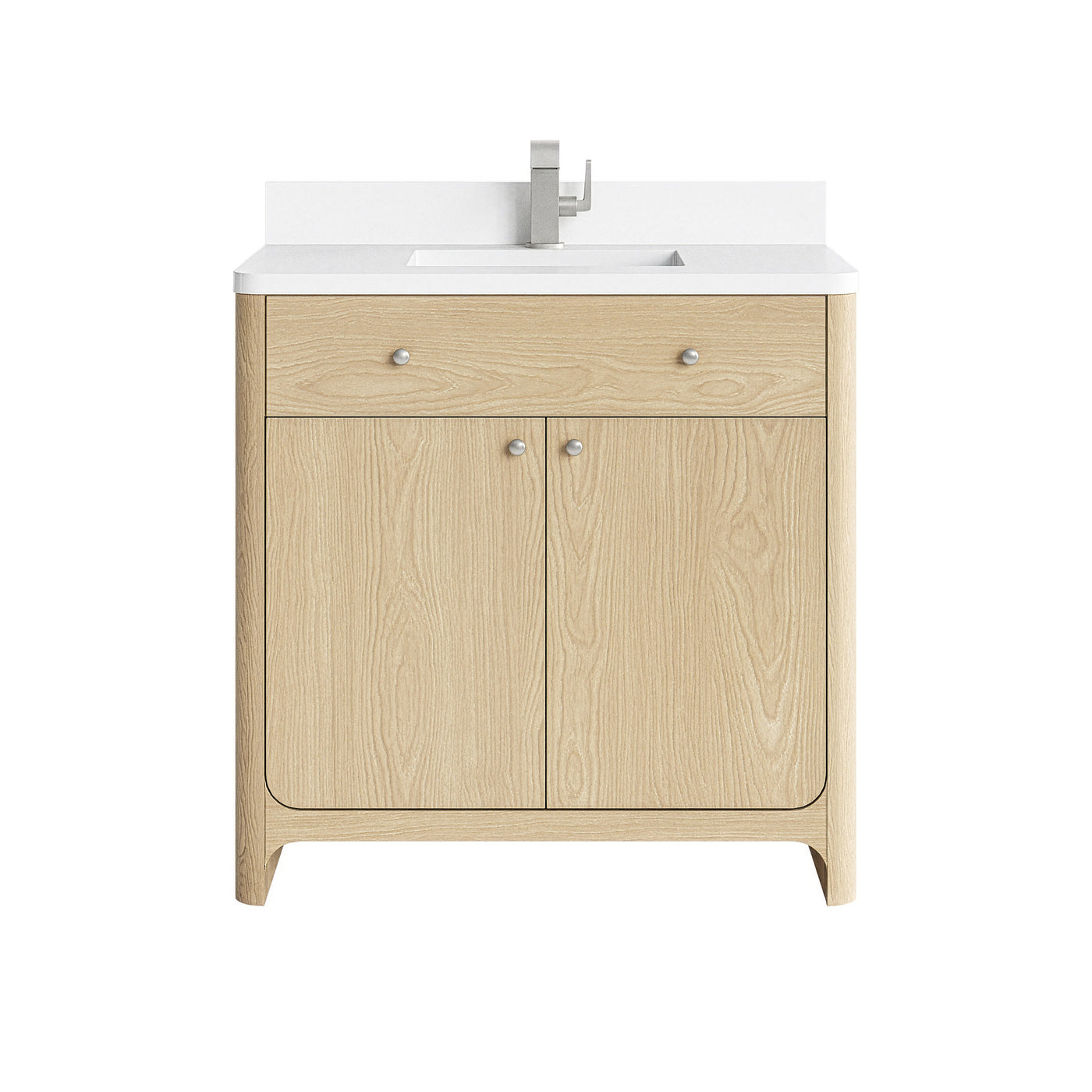 James Martin Gracyn 36" Single Bathroom Vanity, Coastal Driftwood with White Zeus countertop
