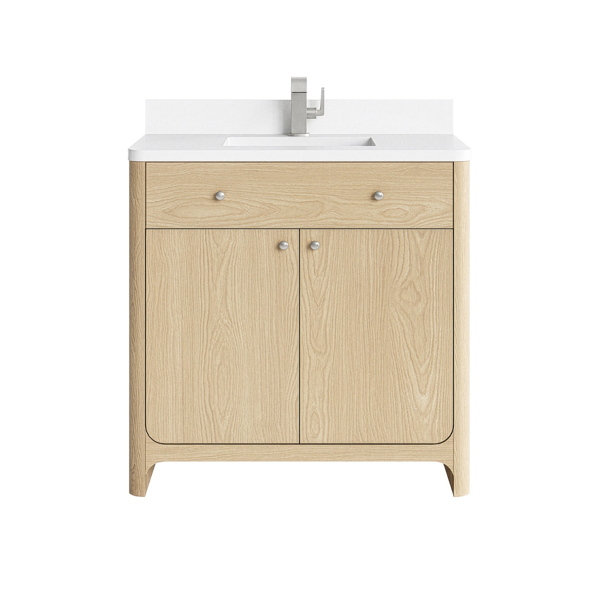 James Martin Gracyn 36" Single Bathroom Vanity, Coastal Driftwood with White Zeus countertop