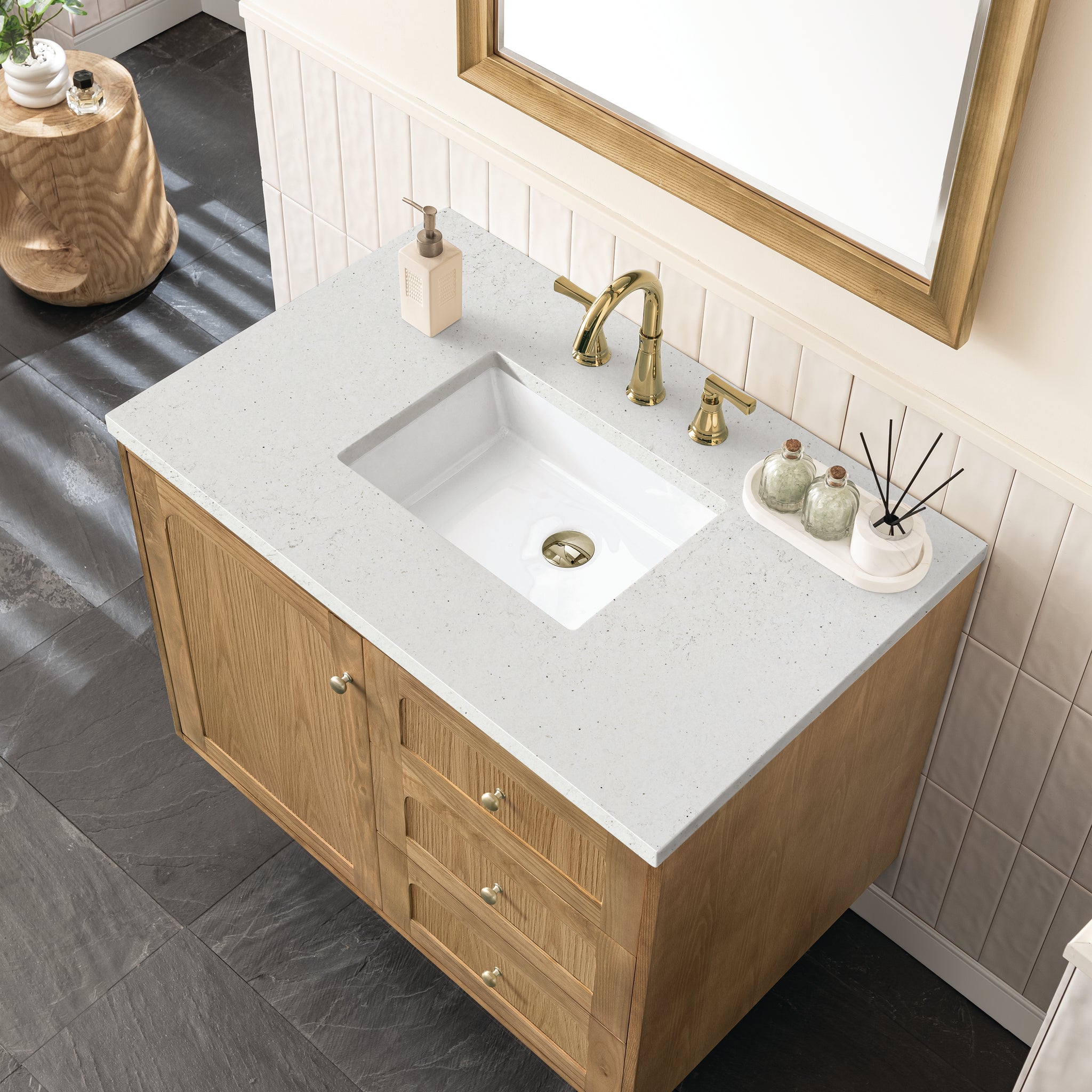 James Martin Laurent 36" Dual Mount Single Bathroom Vanity, Light Natural Oak, view 34