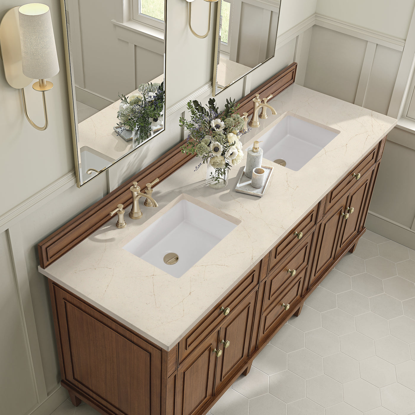 James Martin Lorelai 72" Double Bathroom Vanity, Mid-Century Walnut, view 28