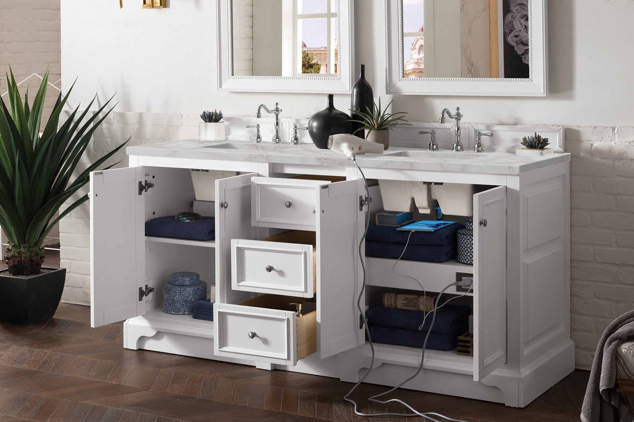 James Martin De Soto 72" Double Bathroom Vanity, Bright White, view 38