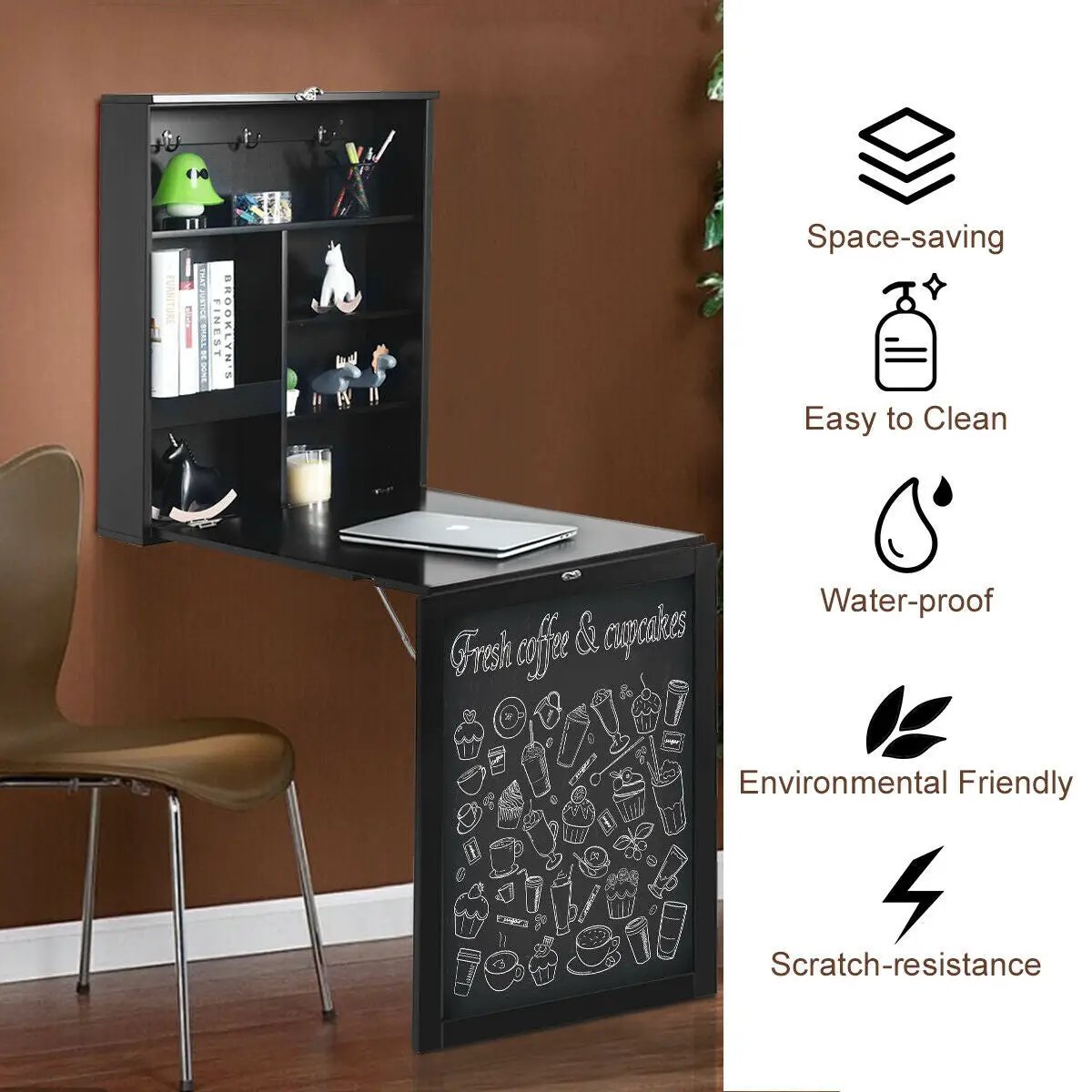 Convertible Wall Mounted Table with A Chalkboard by DirectDeals