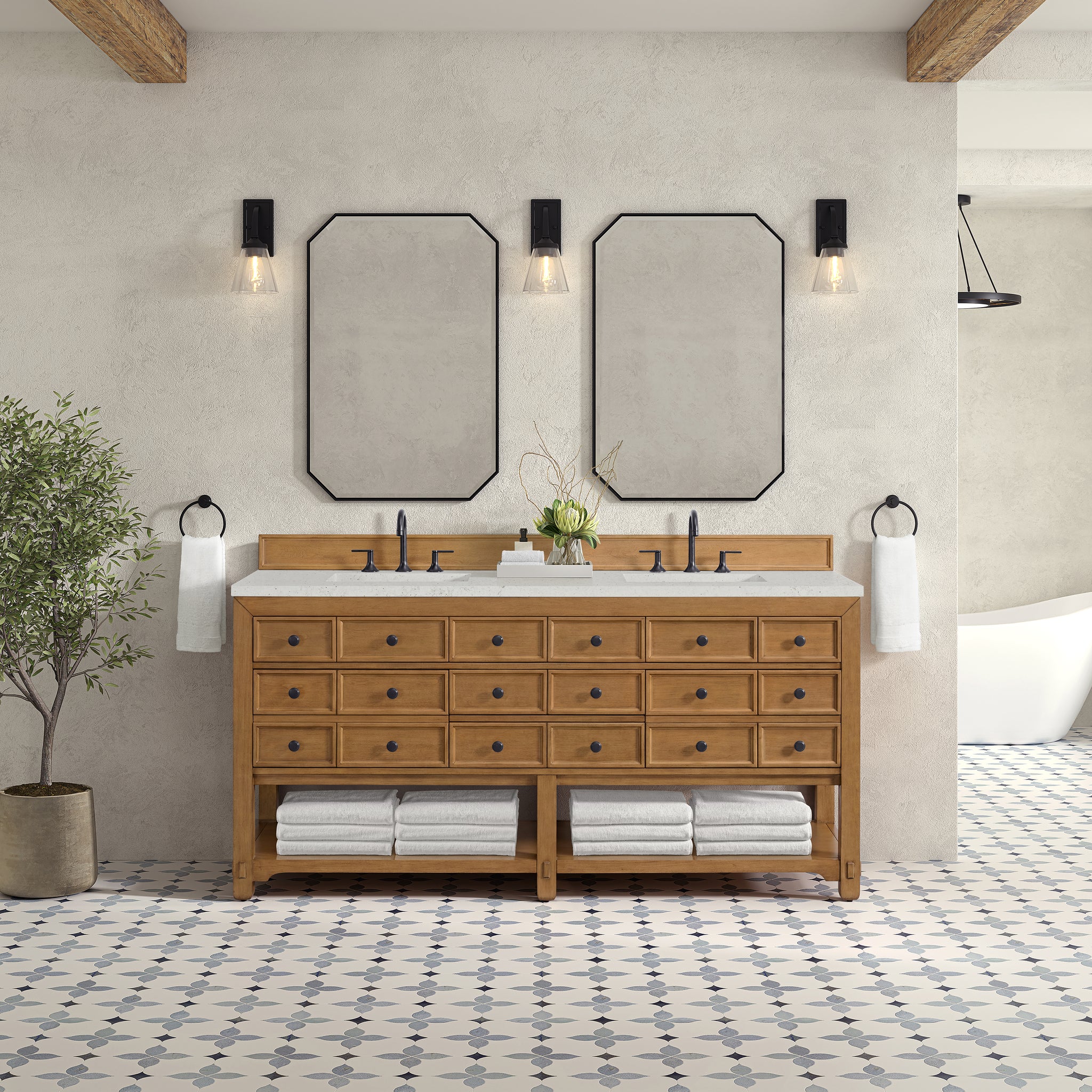 James Martin Malibu 72" Double Bathroom Vanity, Amber Birch, view 33