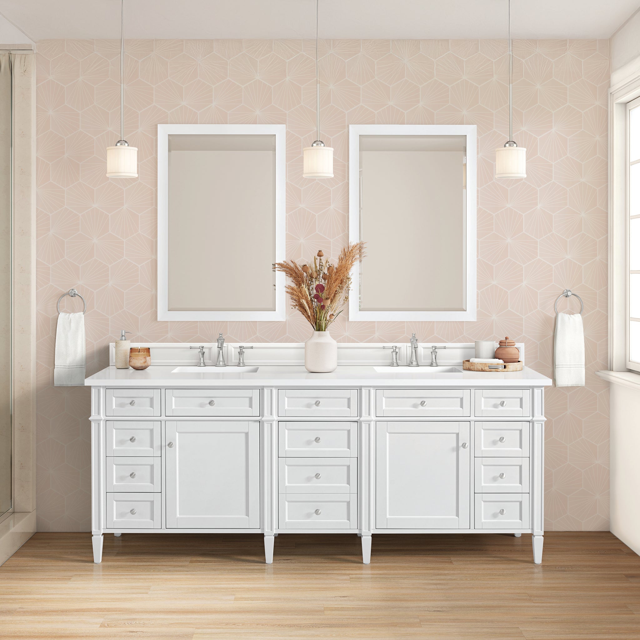 James Martin Brittany 84" Double Bathroom Vanity, Bright White, view 16