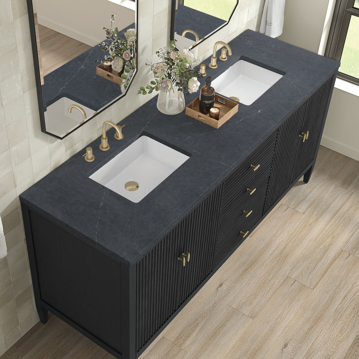 James Martin Myrrin 72" Double Bathroom Vanity, Carbon Oak, view 39