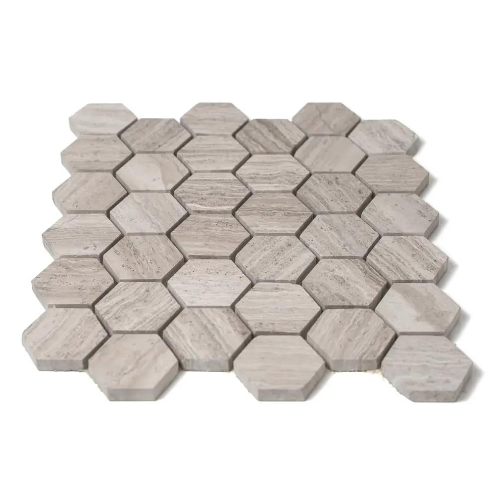 Haisa Light Honed Hexagon Marble Mosaics 12x12 by Stonetiledepot