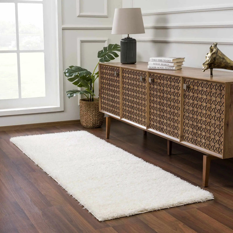 Faina Solid Cream Shag Washable Area Rug - Clearance by Boutique Rugs